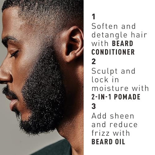 Bevel Mens Beard Grooming Kit - Includes Beard Conditioner, Hair Nourishing Pomade, and Beard Oil to Soften, Hydrate and Strengthen Beard and Reduce Skin Irritation and Redness