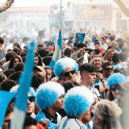 Argentina Flag Afro Wig for Football Fans - World Cup 2026