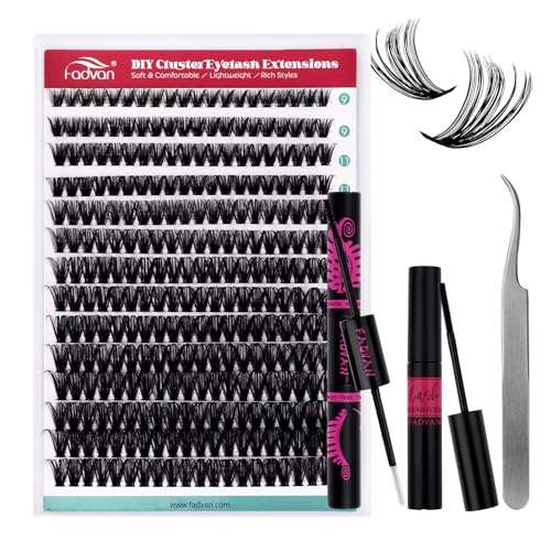 FADVAN Eyelash Extension Kit 280pcs D Curly Clusters 9-16mm