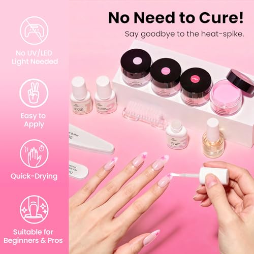 Beetles Pink Dip Powder Nail Starter Kit - 6 Colors Set with Base & Top Coat