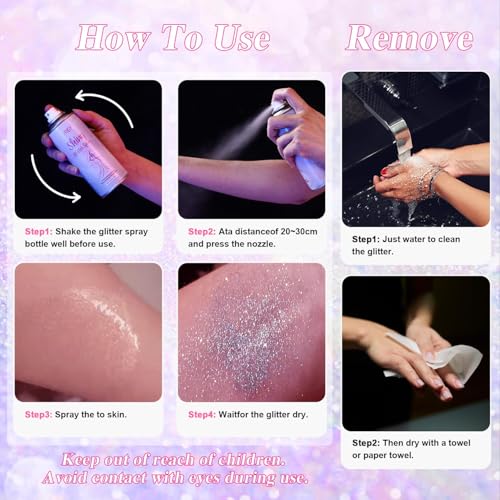 Body Glitter Spray Silver & Pink - Hair, Body & Clothing Shimmer