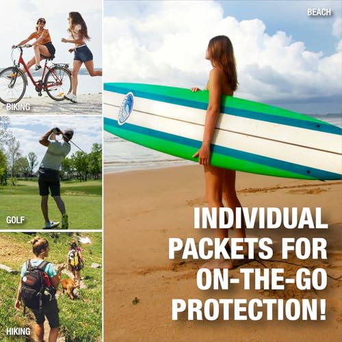 CoreTex Sun X 50 SPF Broad Spectrum Sunscreen Packets w/Carrying Case - Pack of 10 Paraben, Oxybenzone, Octinoxate, & Oil Free Sunscreen - No White Cast and Water Resistant up to 80 Minutes