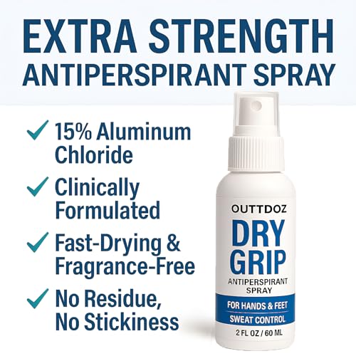 Extra Strength Antiperspirant Spray for Sweaty Hands & Feet - 15% Aluminum Chloride, Fragrance-Free
