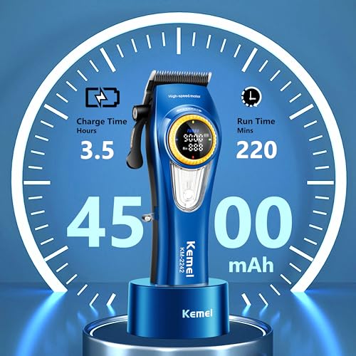 KEMEI 2242 Cordless Hair Clipper with LED Display & 6 Combs