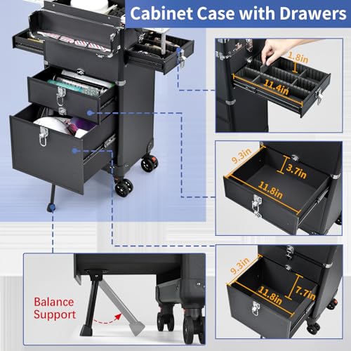 Salon Cart with 4 Drawers & Lockable Wheels