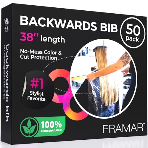 FRAMAR Backwards Bib Disposable Hair Cutting Capes, 50 Pack