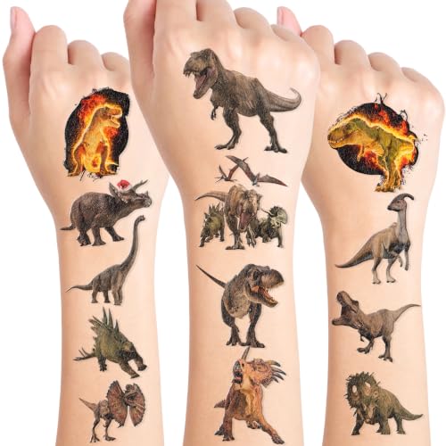 96Pcs Dinosaur Temporary Tattoos - Pre-Cut Stickers for Kids