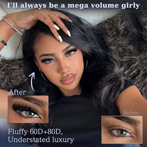 Fluff Lash Clusters 60D+80D Thick Eyelash Clusters D Curly Wispy Individual Lashes 10-18mm Cluster Eyelash?Extensions 280pcs False Eyelashes DIY Flat Lash Extension by TOOCHUNAG