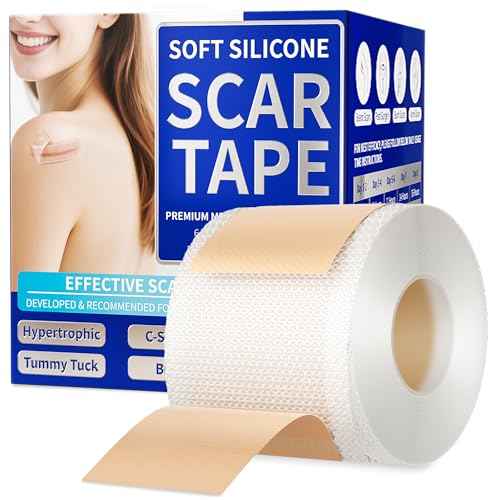 Medical Grade Silicone Scar Sheets & Tape - 1.6¡±x60" Roll, Ultra Soft, Hypoallergenic Rolls for Surgical, Keloid Scars, Tummy Tuck, C-Section, Stretch Marks, Burn & Bumps Scar Removal, 24H Comfortable
