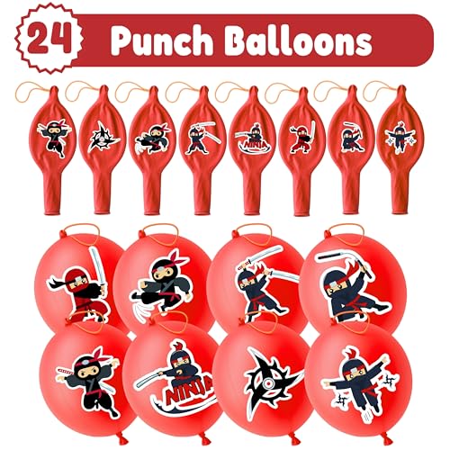 Ninja Party Favors Pack – 24 Punch Balloons & 48 Tattoos