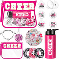 9 Pcs Cheerleader Gifts for Girls Cheer Makeup Bag 20oz Water Bottle Cheerleading Scrunchie Mirror Keychain Charm Bracelet Stickers for Senior Night Cheerleader Gifts Cheer Accessories Stuff