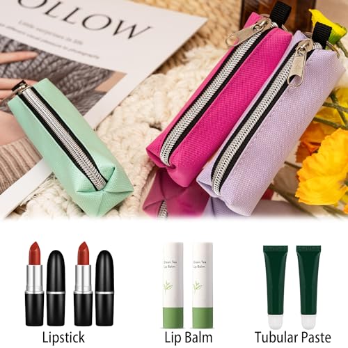 Chapstick Holder Keychain, 6-Pack Lip Balm Pouch with Clip