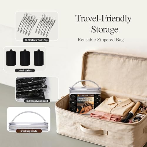 34-Piece Foam Hair Rollers Set with Satin & Duck Clips