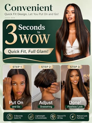 KLAIYI Ombre Golden Brown Yaki Straight Glueless Lace Front Wig 18"