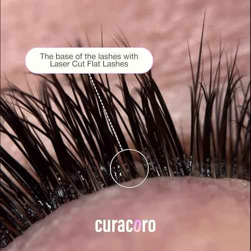 Curacoro Laser Flat Lash Extensions ? Lightweight & Long-Lasting Flat Lashes with Laser-Enhanced Adhesion | True Black C, CC, D Curl 7?15mm Eyelash Extensions for Professionals