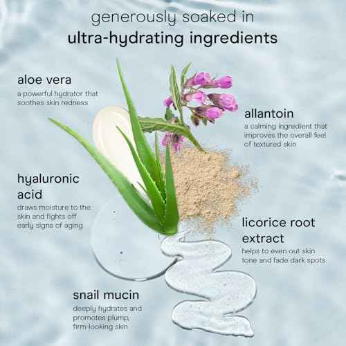 Baebody Snail Mucin Face Sheet Mask (6 pcs) - Anti Aging and Moisturizing Face Mask with Hyaluronic Acid - Deep Hydration for Youthful Skin