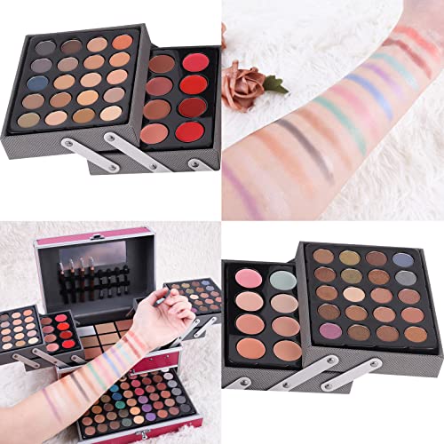 UNIFULL 132-Color Makeup Kit with Brushes & Mirrors
