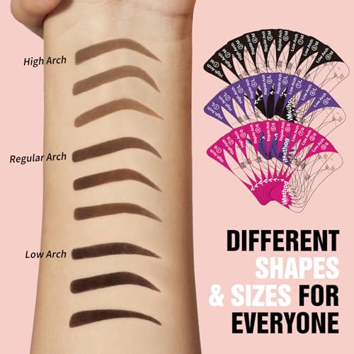 iMethod Eyebrow Stamp Stencil Kit - Brow Stamp and Stencil Kit with Brow pomade, 27 Reusable Stencils, Dual-ended Brush and Sponge Applicator, Brow Trio Eyebrow Kit, Easy to Use, Black Brown