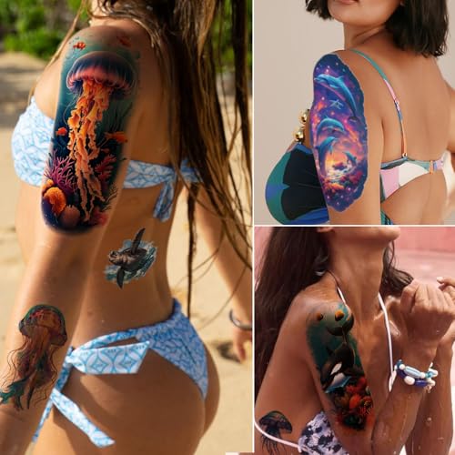 Tazimi Waterproof Temporary Tattoos - Ocean Animals 20 Sheets