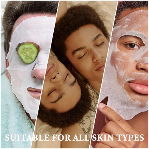 5PCS Face Sheet Mask Skin Care Set for Men,Moisturizing Sheet Facial Masks,Long-lasting Oil Controlling Facemask Skincare,Non-greasy and Hydrating Face Masks Skincare Set for All Skin Types