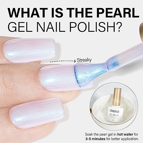 AILLSA Pearl Gel Nail Polish Chrome Mermaid Gel Polish Aurora Iridescent Shimmer Pearlescent Shell Soak Off U V Gel Nail Polish Glazed Donut for Manicure Salon DIY & Holiday Gifts 0.27Fl Oz GE13