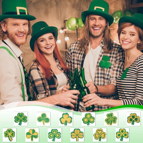 Panelee 120 Pcs St. Patrick's Day Face Temporary Shamrock Glitter Sticker Clover Temporary Stickers Kids Body Stickers Three Leaf Shamrock Lucky for St. Patrick's Day Irish Party Costume Accessory