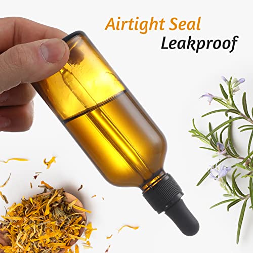 AOZITA 4 Pack 4oz Dropper Bottles - Amber Glass Essential Oils