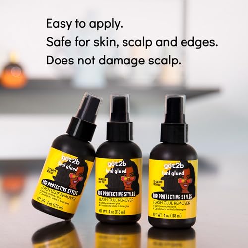 got2b (un)glued Flash Glue Remover, 4 Fl Oz, Wig Glue and Tape In Extension Remover for Human & Synthetic Hair, Gently Removes Bonding, Dermatologist-Tested, Formulated with Aloe Vera & Castor Oil