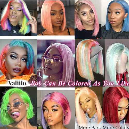 16 Inch Blue Bob Wig Human Hair 13x4 HD Lace Front Wigs Human Hair Pre Plucked with Baby Hair Glueless Bob Wig Human Hair 180% Density