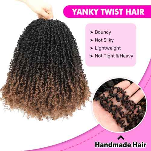 Youngther Yanky twist crochet hair 16inch Pre-Twisted Spring Twist with curly crochet hair for black women Synthetic hair extension£¨16inch 1B/4/30 6PCS£©