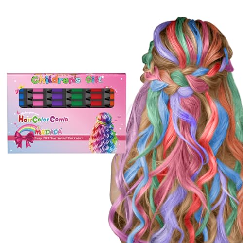 Hair Chalk Comb for Girls - Washable Temporary Hair Color