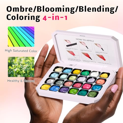 24 Colors Gel Nail Polish Palette with 100 Sponges & Grabber