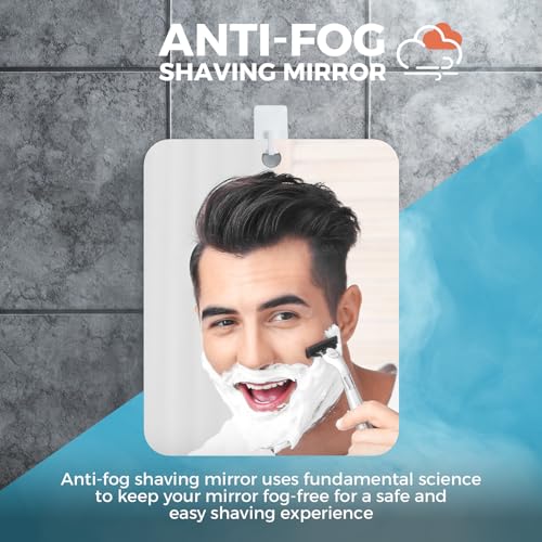 Fogless Shower Mirror 6.7x5.5" Anti-Fog Shaving Mirror