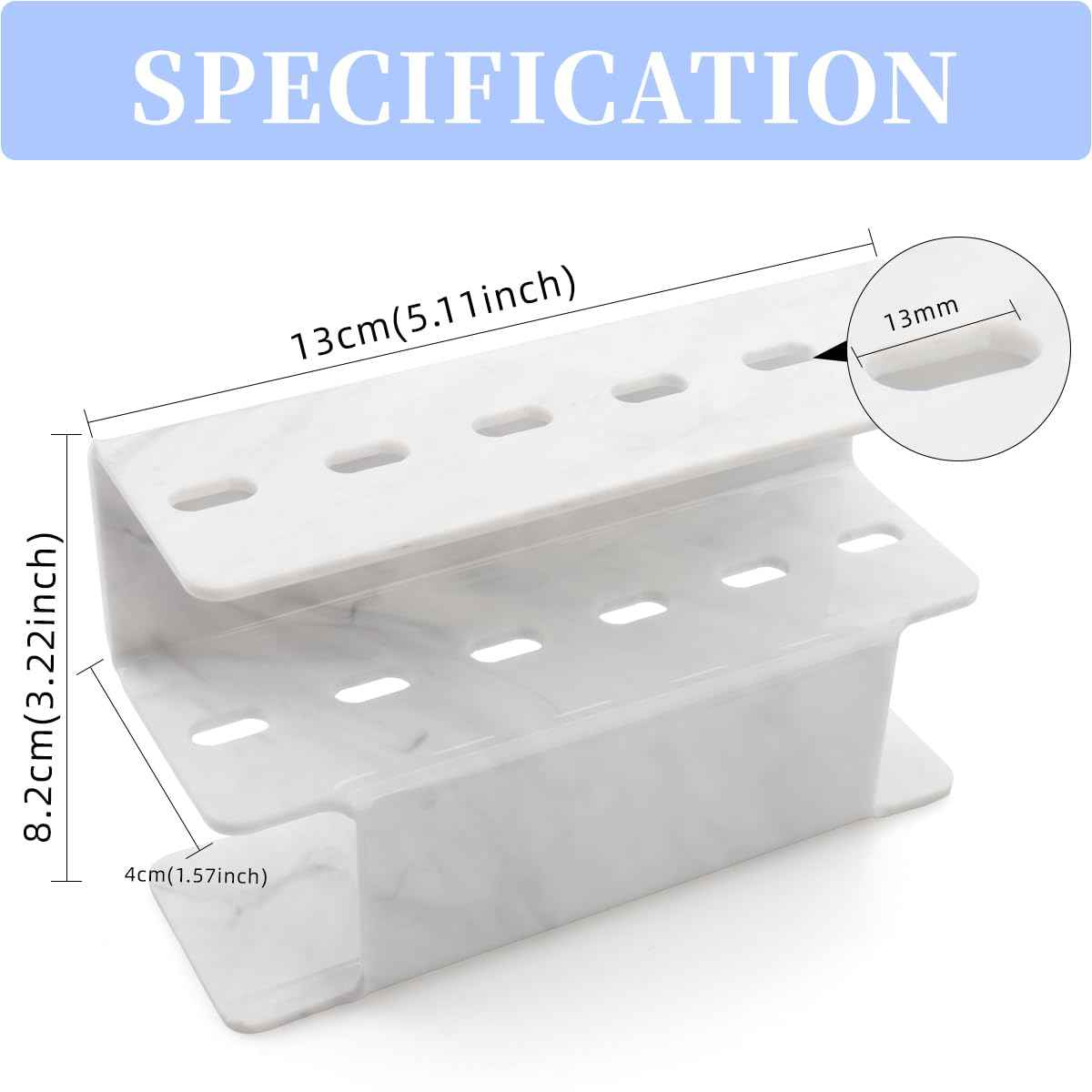 Mekupeu 6 Holes Tweezers Holder Eyelash Extension Supplies Display Stand, Marble, 1 Pc