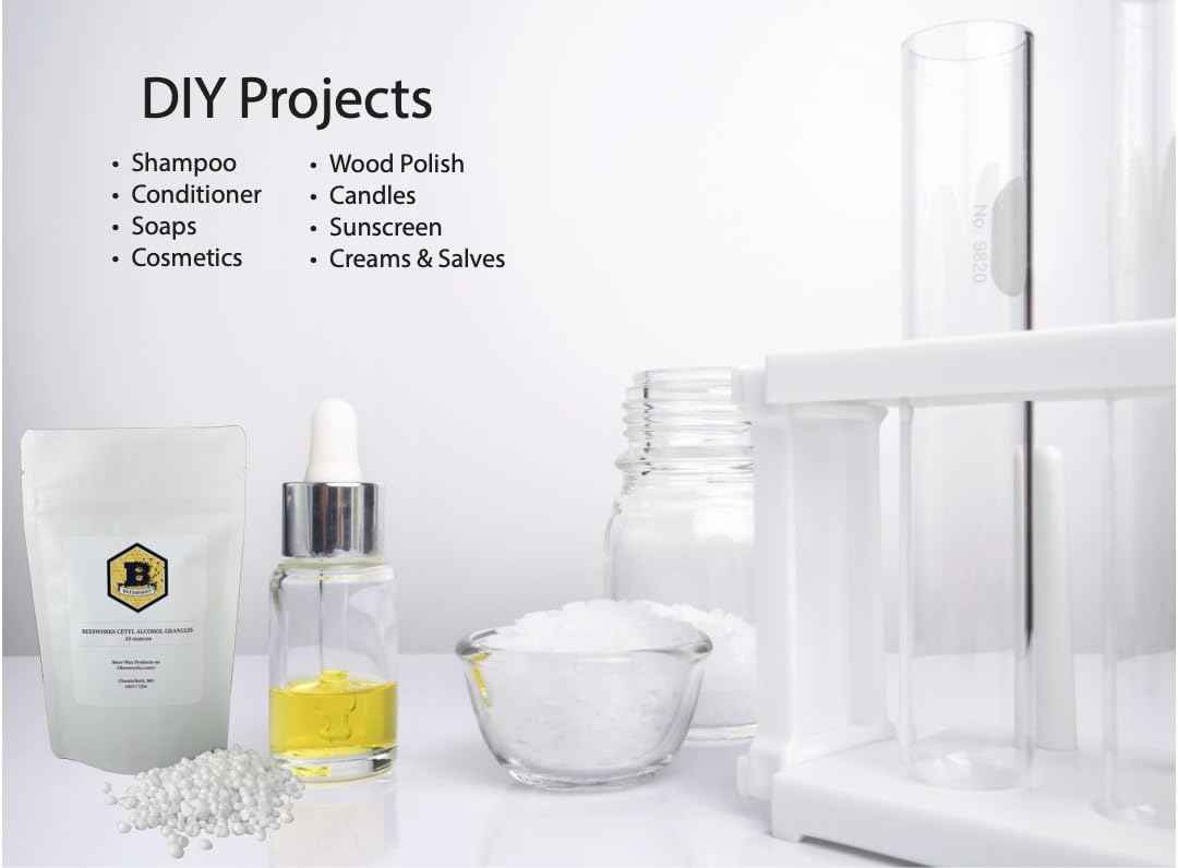 Beesworks Cetyl Alcohol 10 Ounces (0.625 lbs) | 100% Pure Cetyl Alcohol Granules for DIY Soaps, Lotions, Conditioners and Creams