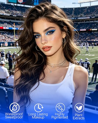 Blue Face Glitter Patches – Festival Rave Makeup Tattoos