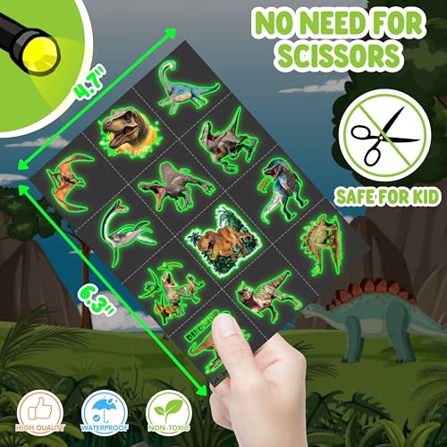 72 Pcs Dinosaur Party Favors Set - LED Finger Lights & Glow Tattoos