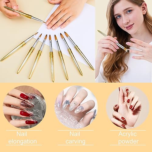 KEMEISI 4-Pack Gold Kolinsky Acrylic Nail Brushes Set - Professional Manicure Tools