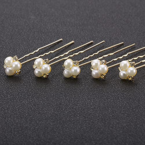 Pearl Hair Pins 18 Pcs Bridal Wedding Rhinestone Bobby Clips Gold