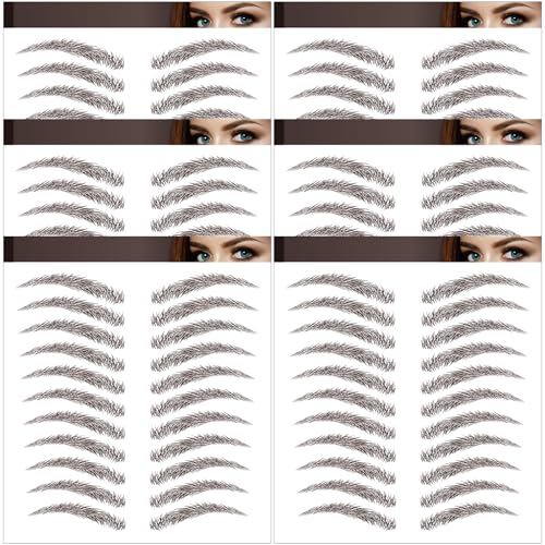4D Waterproof Eyebrow Tattoo Stickers - 66 Pairs Brown