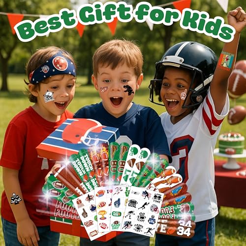 72PCS Football Party Set - 48PCS Temporary Tattoos & 24PCS Slap Bracelets - Sports-Themed Birthday Supplies, Baby Shower Gifts, Classroom Rewards & Party Decor for Kids (Boys & Girls)