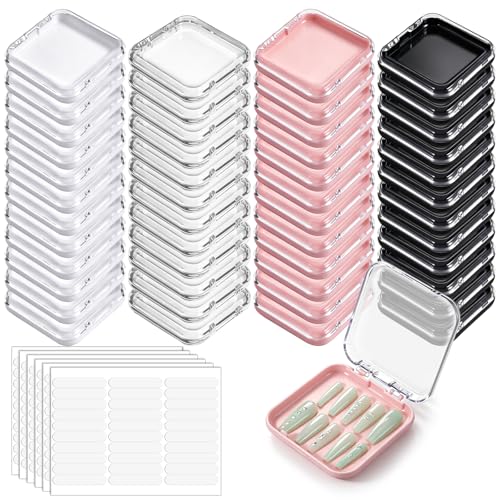 48 Press On Nail Storage Boxes with 180 Adhesive Strips