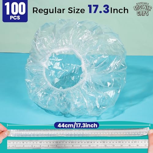 LEOBRO 100 Pack Disposable Shower Caps, 17.3" Clear