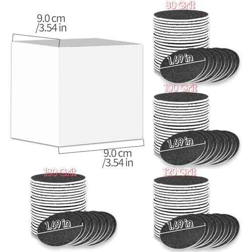 120 Pcs Replaceable Sandpaper Refill Discs for Electric Foot File Callus Remover(80 Grit/ 100 Grit/ 120 Grit/ 180 Grit) -Lightblack