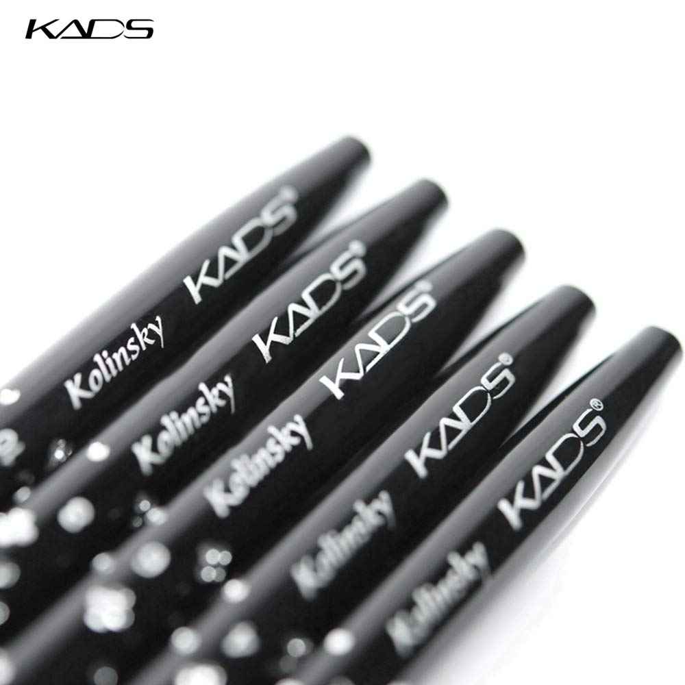 KADS Kolinsky Sable Acrylic Brush Set - 5pcs, Sizes 2# to 10#, Black Kolinsky Sable Nail Brushes