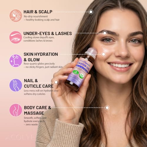 Castor Oil Rose Quartz Roller for Face & Lashes