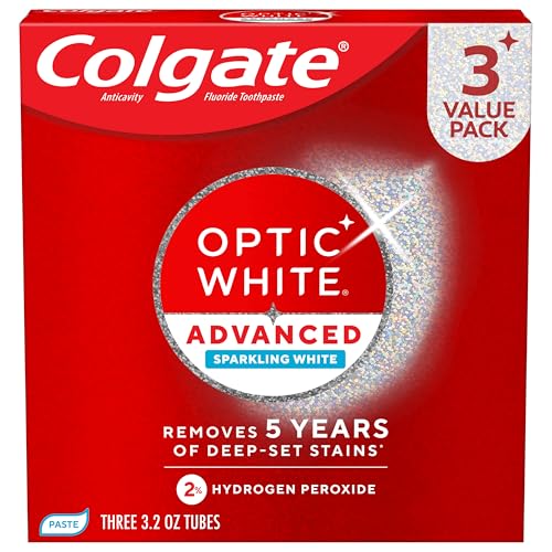 Colgate Optic White Advanced Hydrogen Peroxide Toothpaste - 3 Pack, 3.2 oz