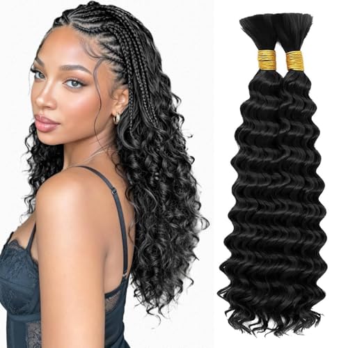18-Inch Deep Water Wave Bulk Human Hair for Braiding - Virgin Curly Extensions
