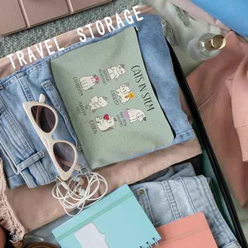 Chemistry Cat Makeup Bag, Science Chemistry Teacher Gifts, Science Gifts for Women, Cats in STEM Cosmetic Bag