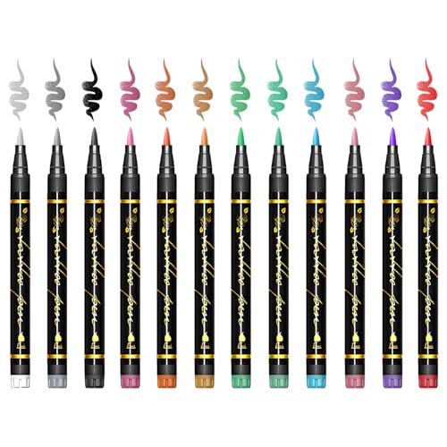 Temporary Tattoo Markers with Stencils - 12 Metallic Pens & 169 Designs
